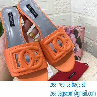 Dolce  &  Gabbana Heel 6.5cm Calfskin Mules Orange With DG Millennials Logo 2021